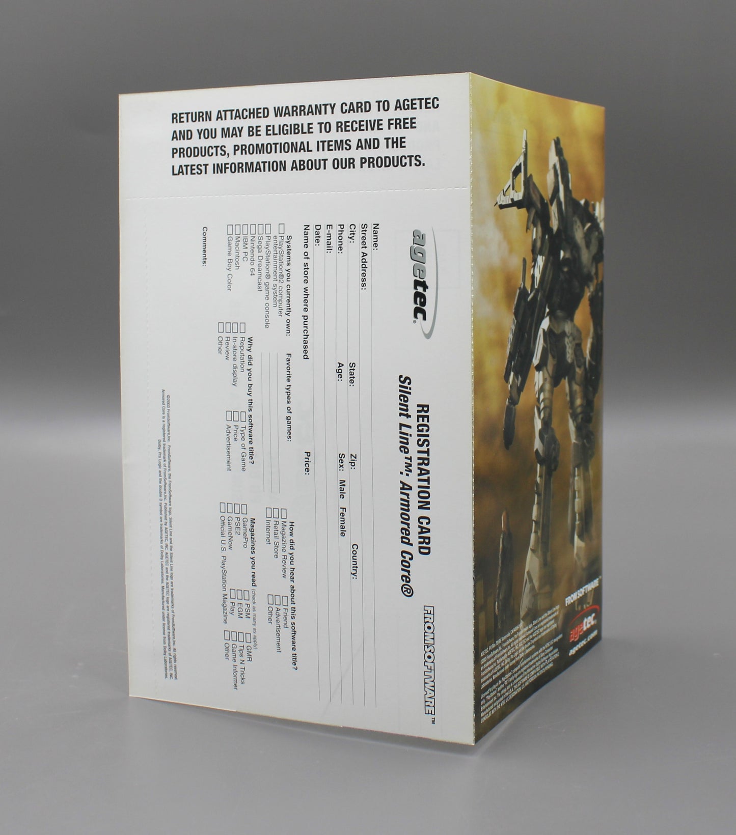 Armored Core: Silent Line (PlayStation 2, PS2, 2003) CIB Registration Card, Tested!