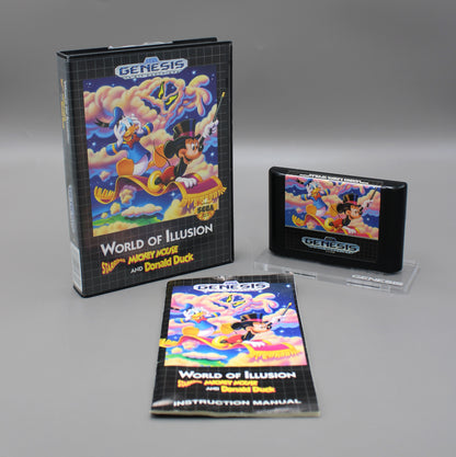 World of Illusion Starring Mickey Mouse and Donald Duck (Sega Genesis, 1992) CIB + Manual!